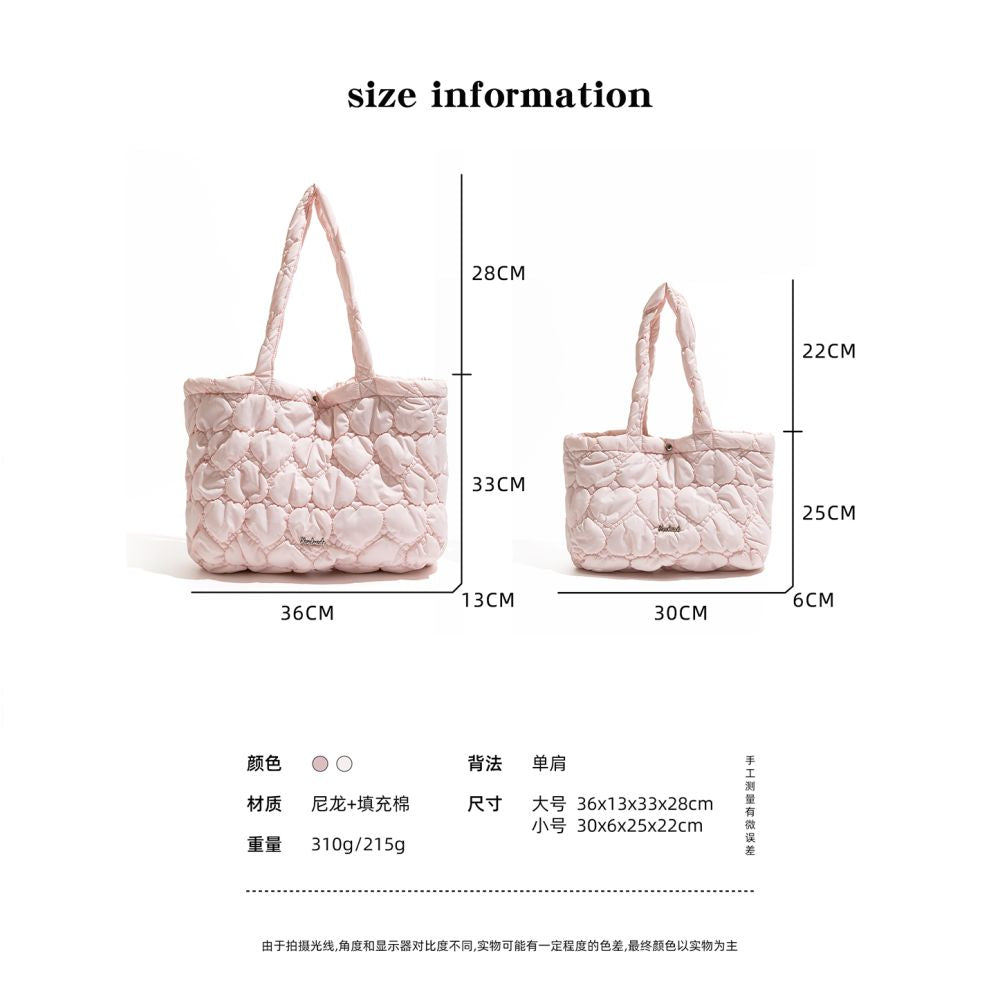 Orange Girl Korean Sweet Pink Nylon Bag Love Cloud Handbag Large Capacity Shoulder Bag Tote Bag image 4