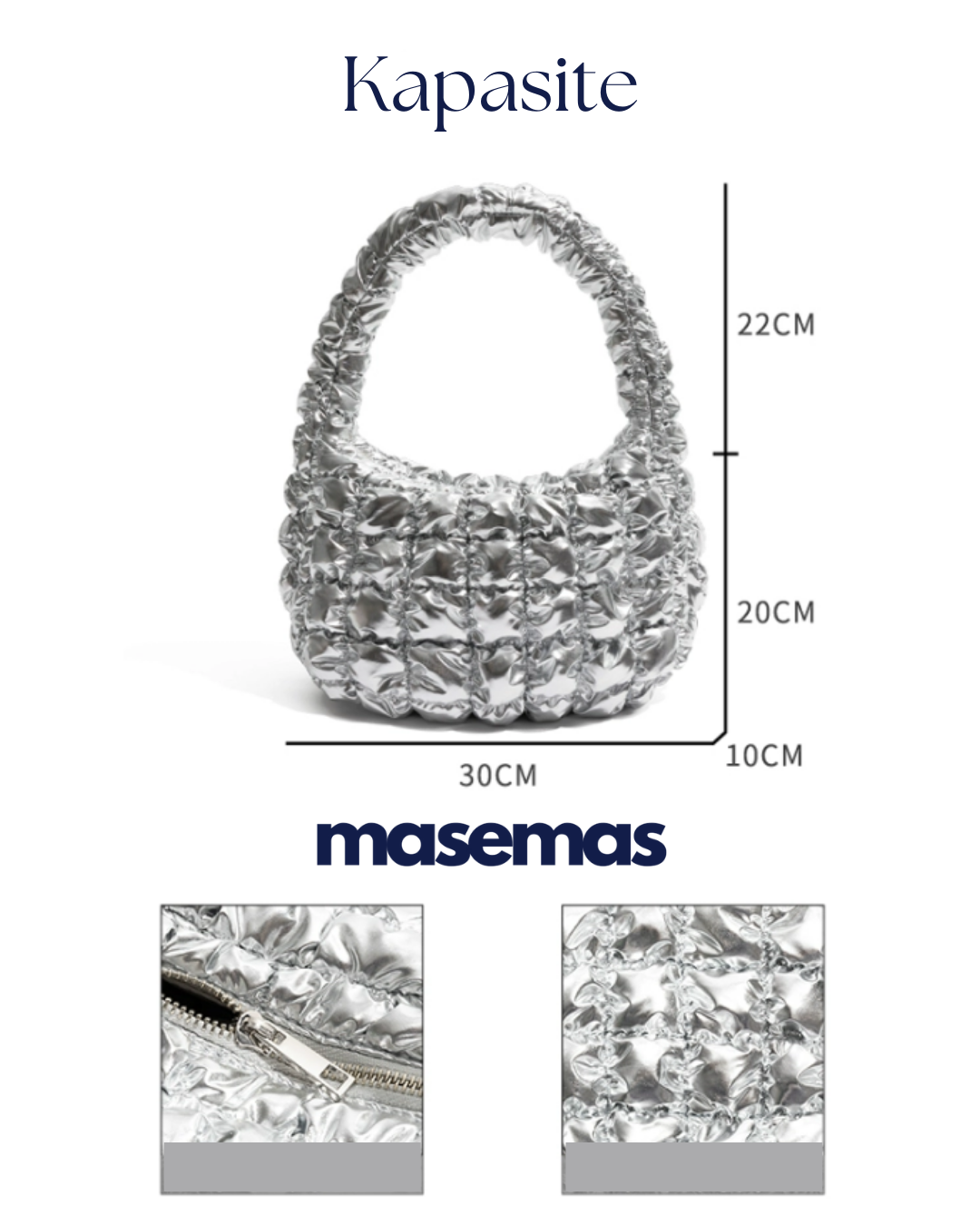 masemas Gümüş Mini Bulut Çanta