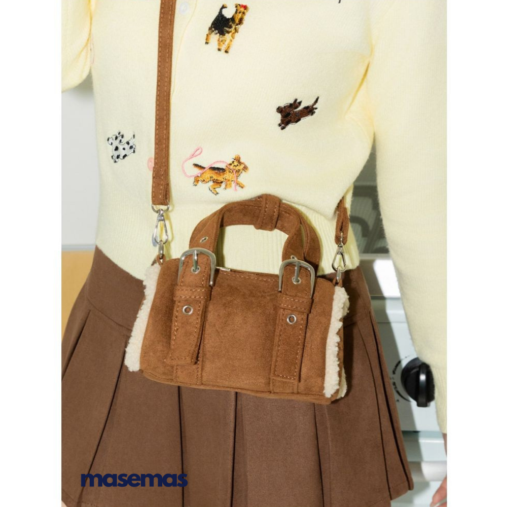 masemas Retro Süet Mini Çanta Çapraz Askılı