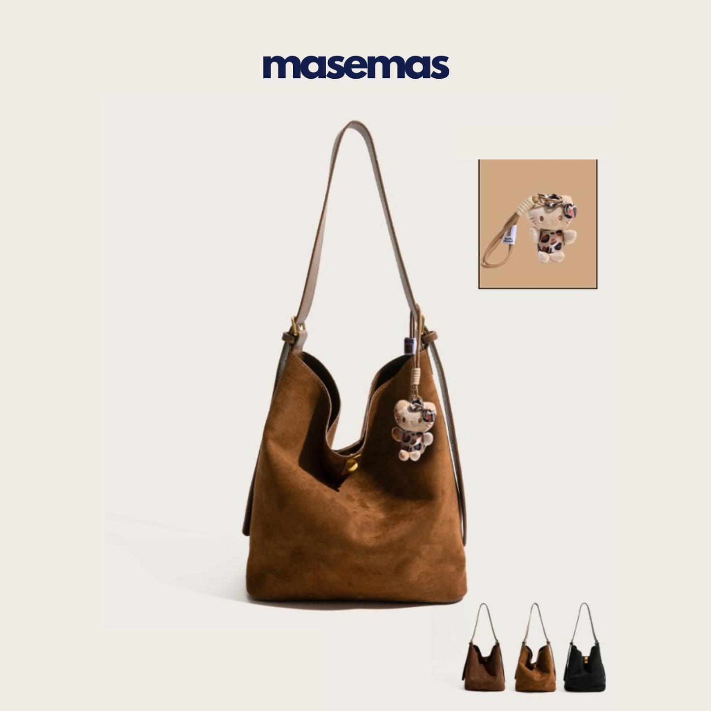 masemas Süet Retro Kova Çanta (Charm Hediyeli)