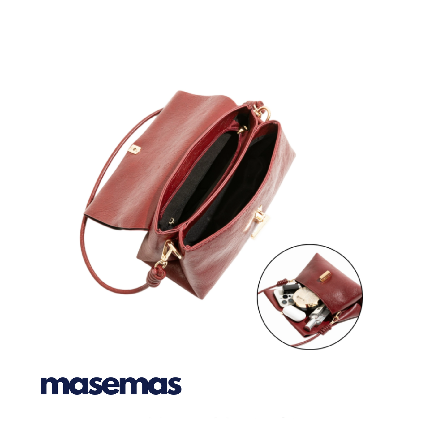 masemas Yumuşak Deri Güneş Işığı Sarı ve Bordo Çanta