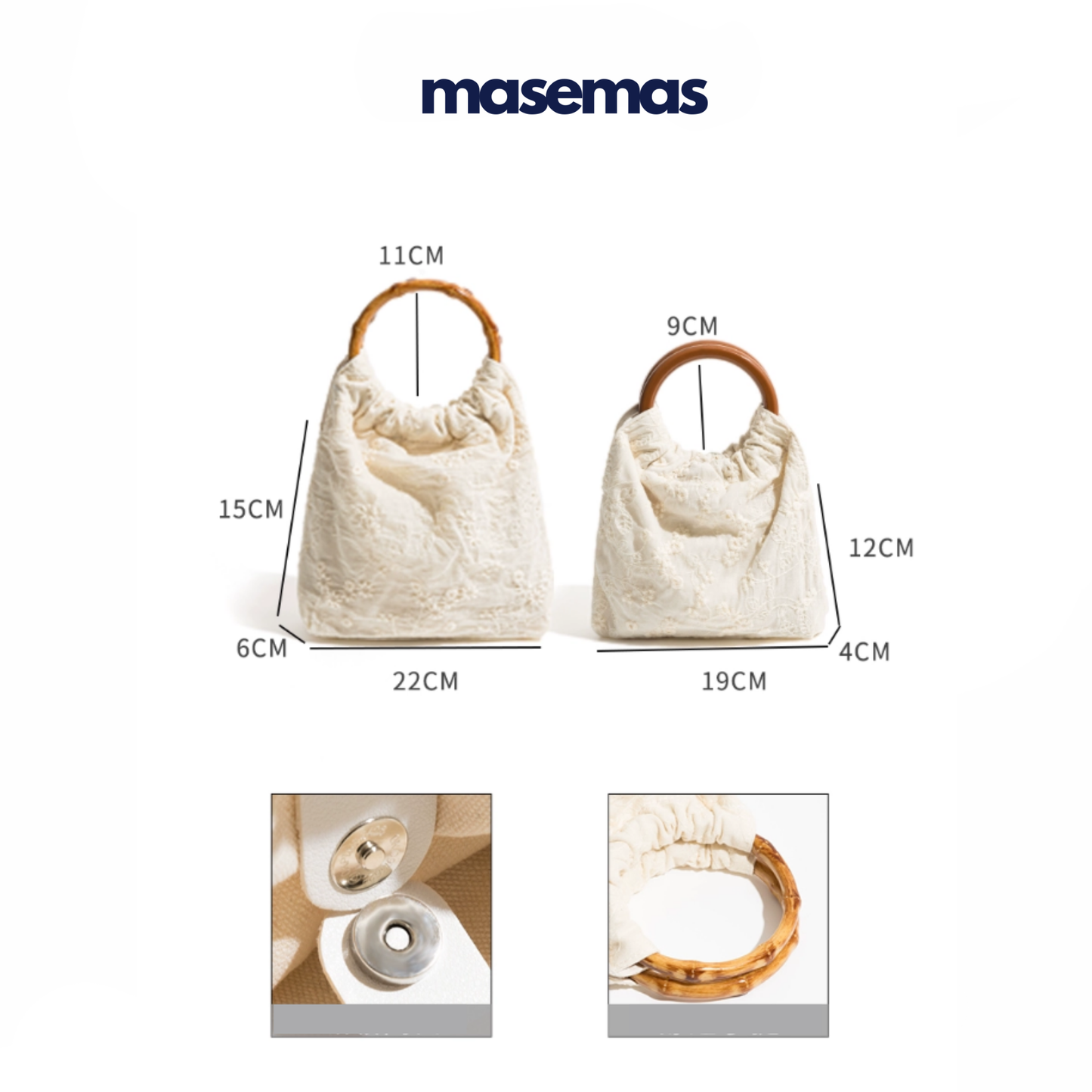 masemas Ahşap Askılı Kumaş Çanta