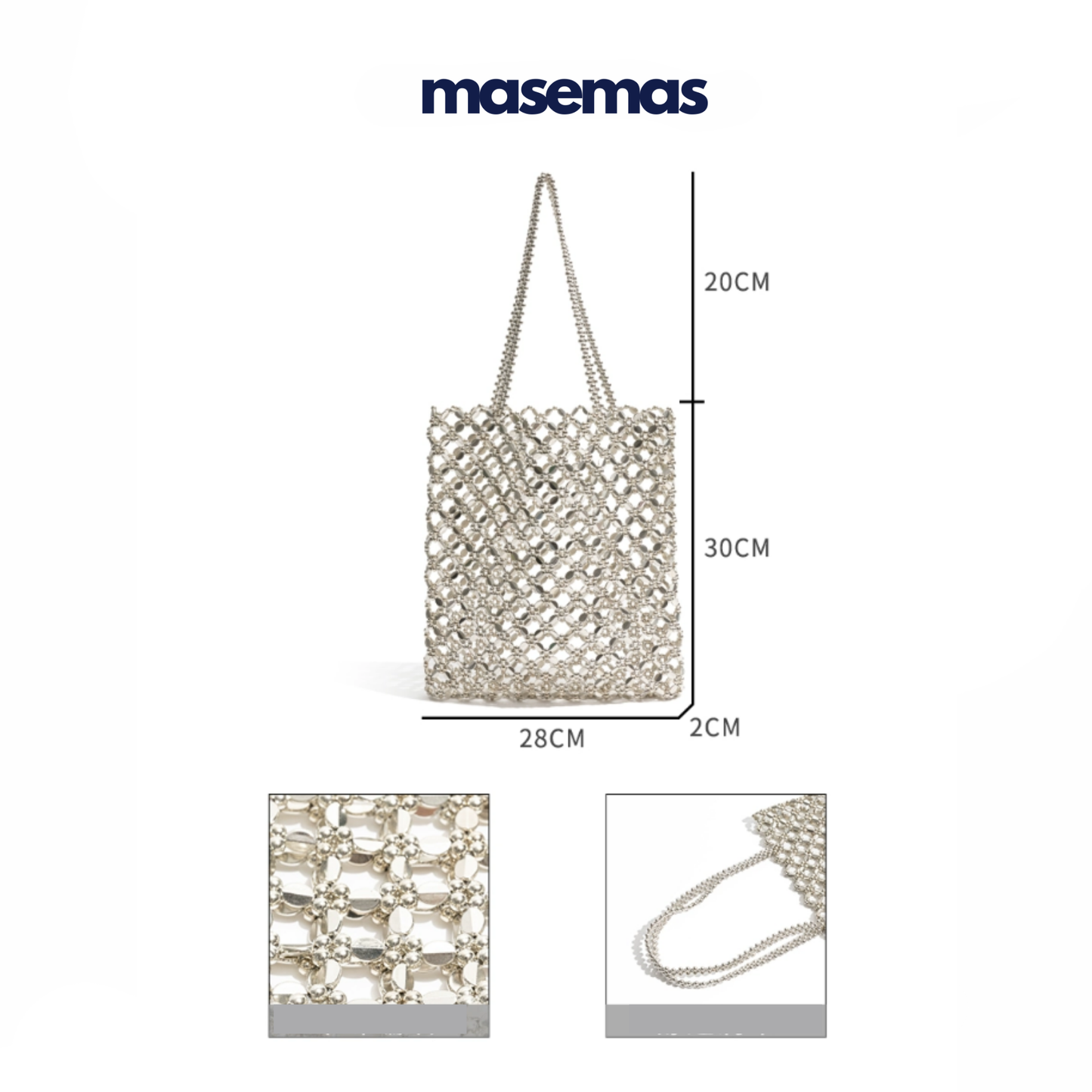 masemas Gümüş Örgü Kol Çantası