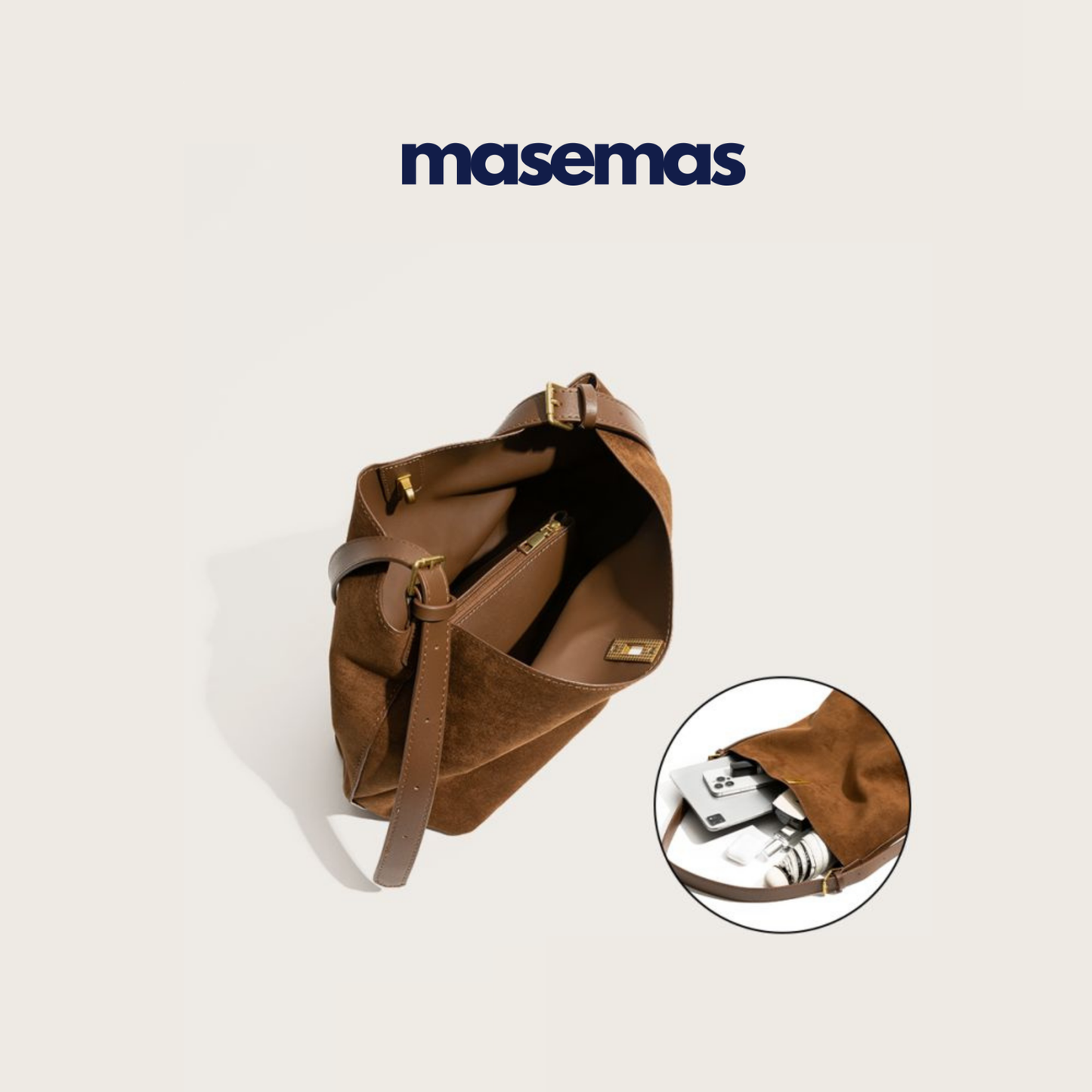 masemas Süet Retro Kova Çanta (Charm Hediyeli)