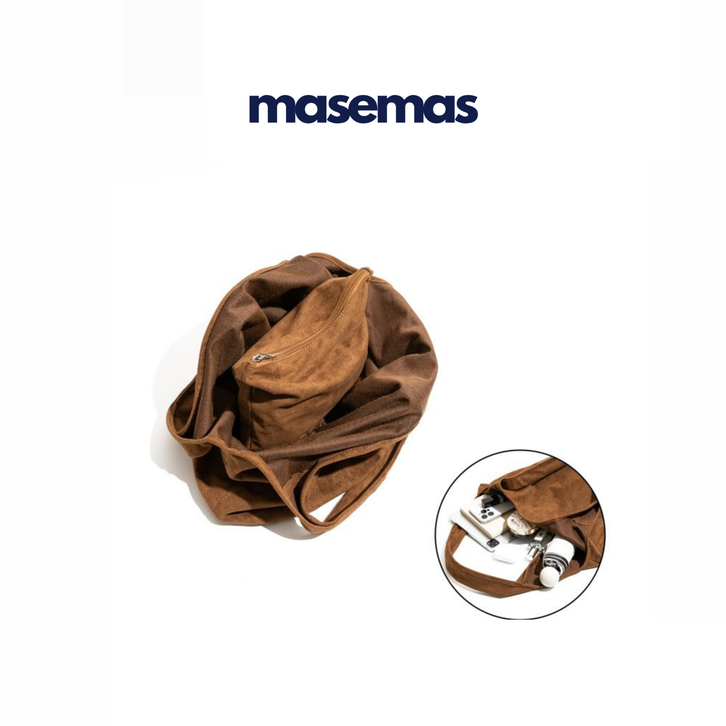 masemas Süet Torba Çanta Büyük Kapasiteli Omuz Çantası