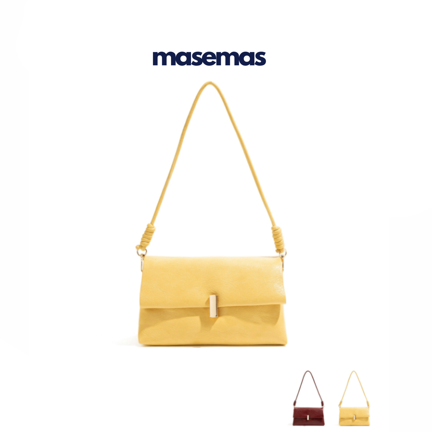 masemas Yumuşak Deri Güneş Işığı Sarı ve Bordo Çanta