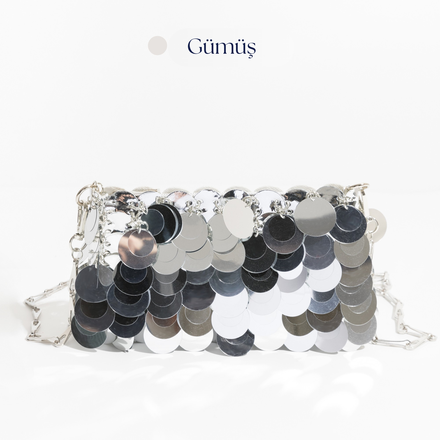 masemas Altın Gümüş Parlak Pullu Çanta