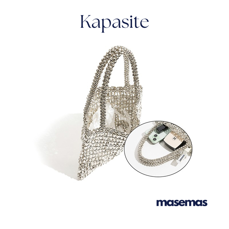 masemas Gümüş Zincir Kol Altı Çantası