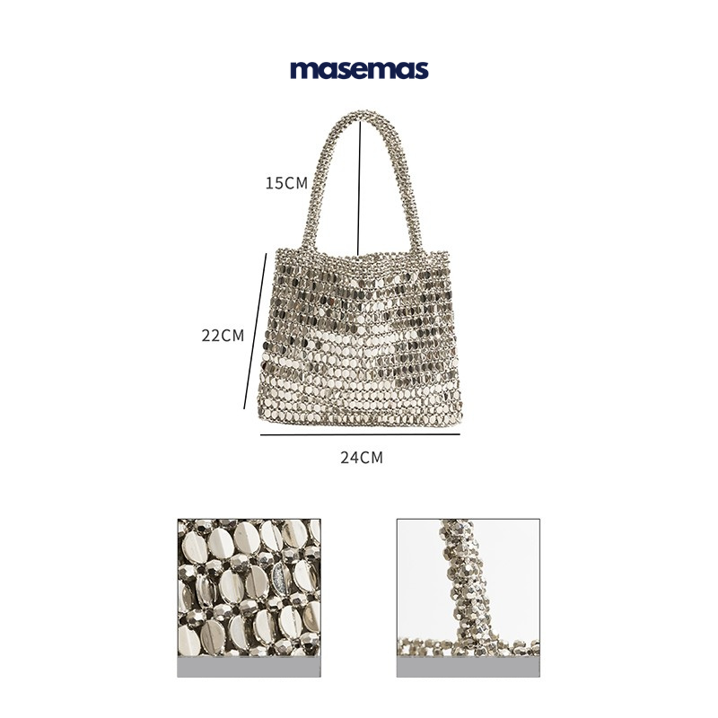 masemas Gümüş Zincir Kol Altı Çantası