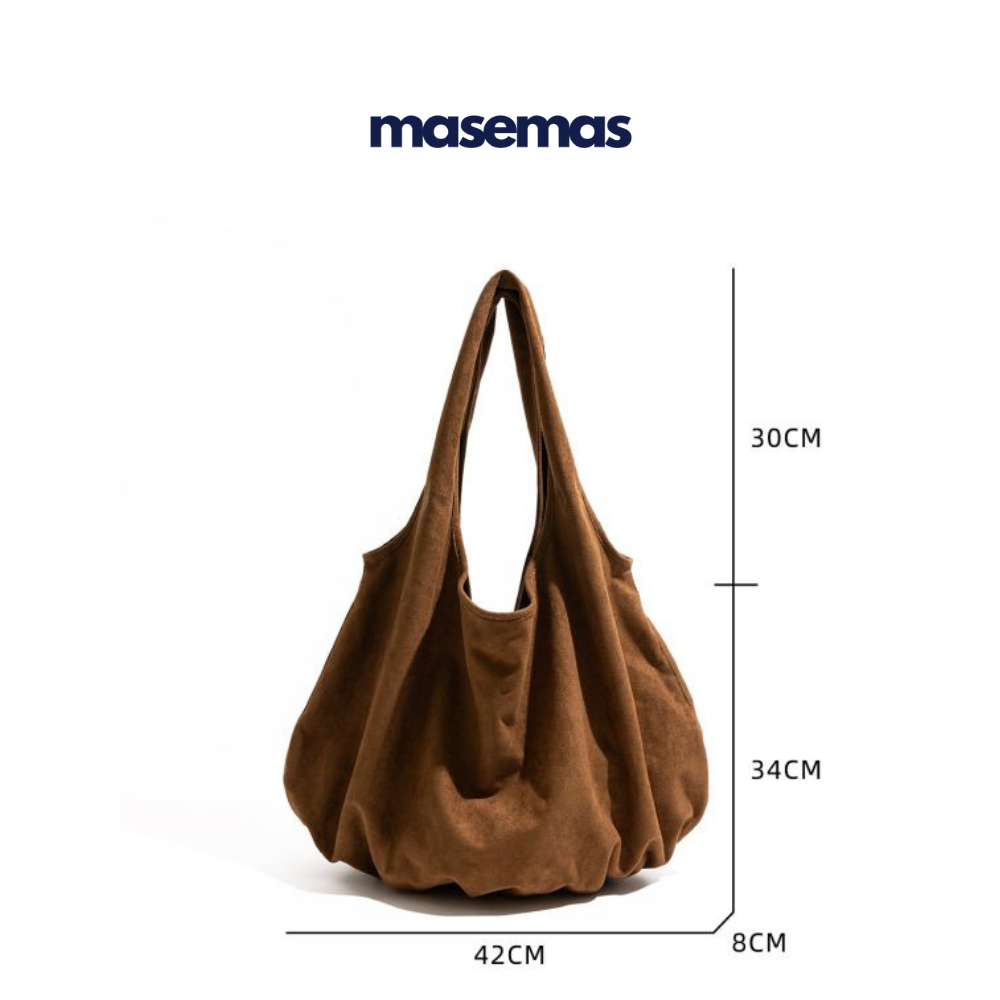 masemas Süet Torba Çanta Büyük Kapasiteli Omuz Çantası