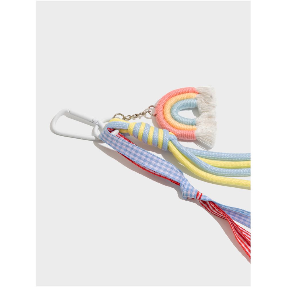 Orange girl dopamine small fresh handmade woven rope bag pendant design sense rainbow hanging decoration keychain accessories image 1