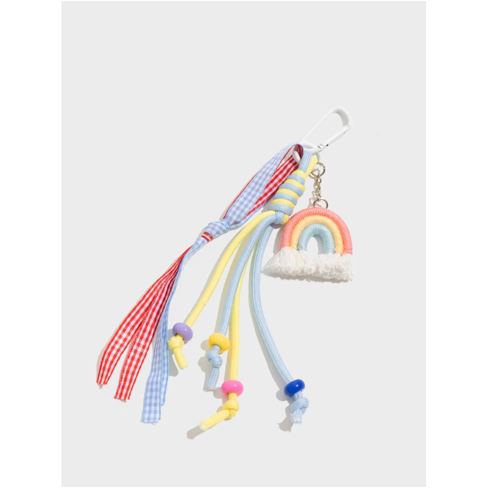 Orange girl dopamine small fresh handmade woven rope bag pendant design sense rainbow hanging decoration keychain accessories image 2