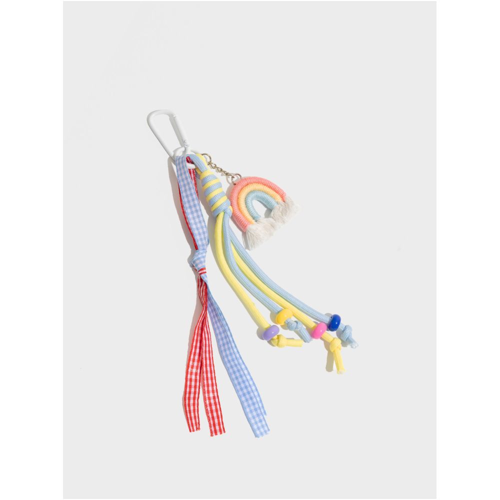 Orange girl dopamine small fresh handmade woven rope bag pendant design sense rainbow hanging decoration keychain accessories image 3