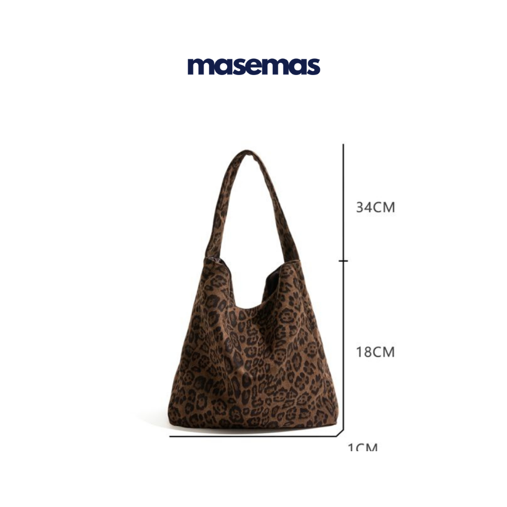 masemas Leopar Torba Kol Çantası Geniş Kapasiteli
