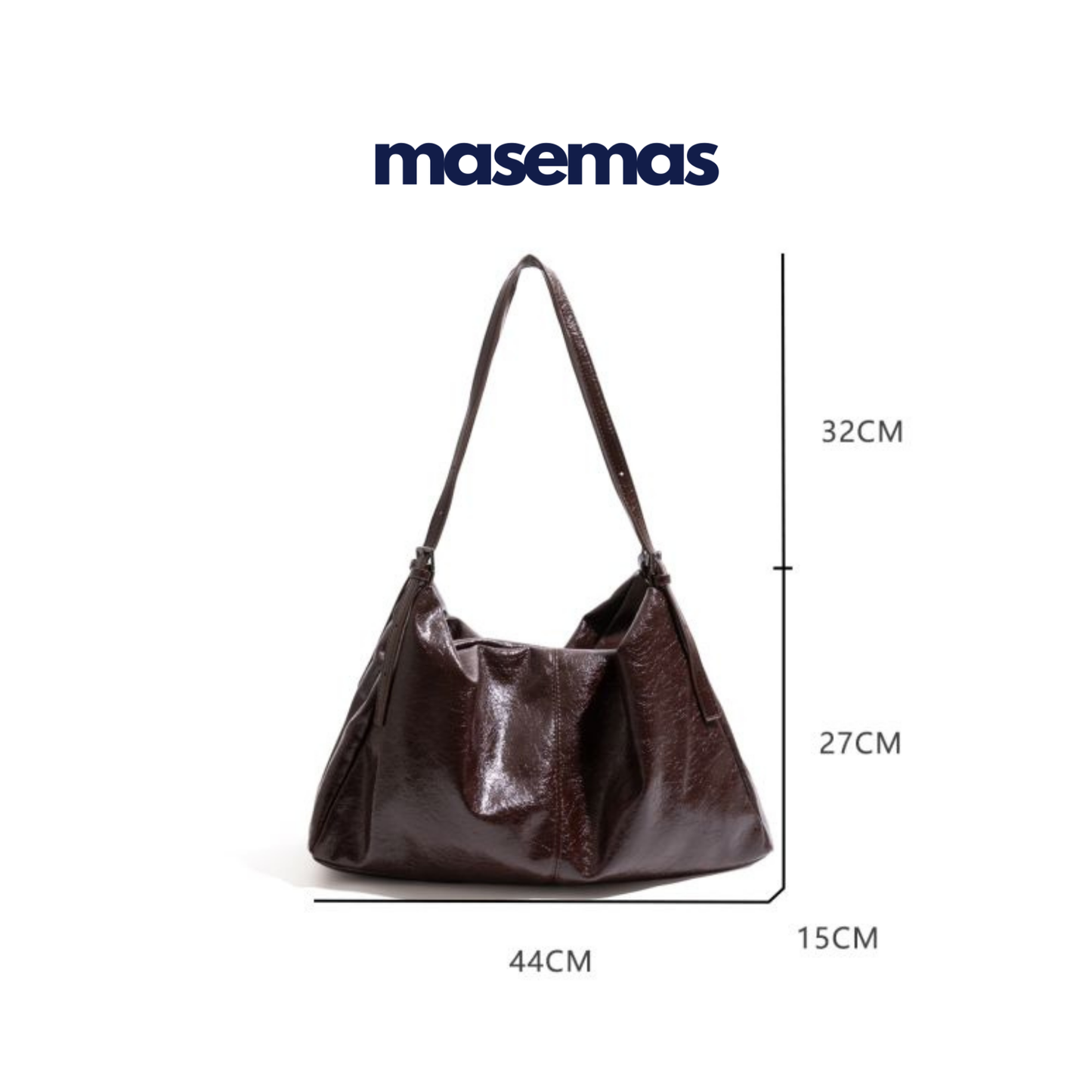 masemas Retro Parlak Kahve Deri Çanta Geniş Kapasite