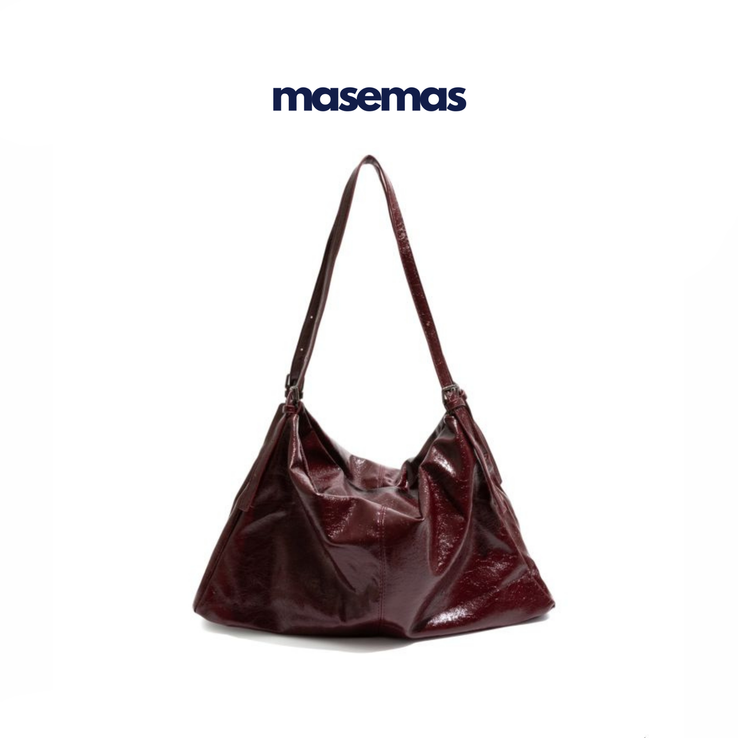 masemas Retro Şarap Kırmızı Parlak Çanta Büyük Kapasiteli Yüksek Kalite