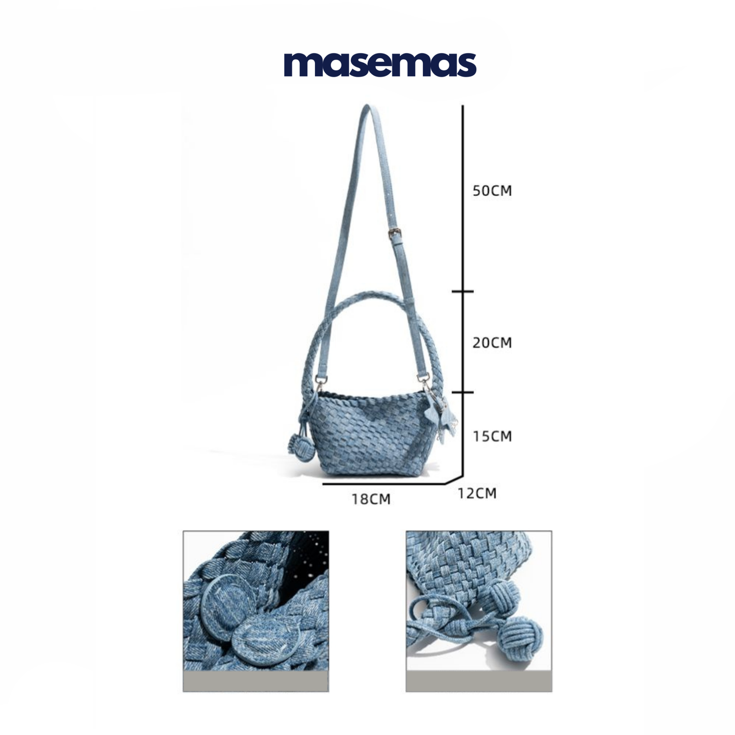 masemas Örgü Sepet Çanta Askılı ve Cüzdanlı