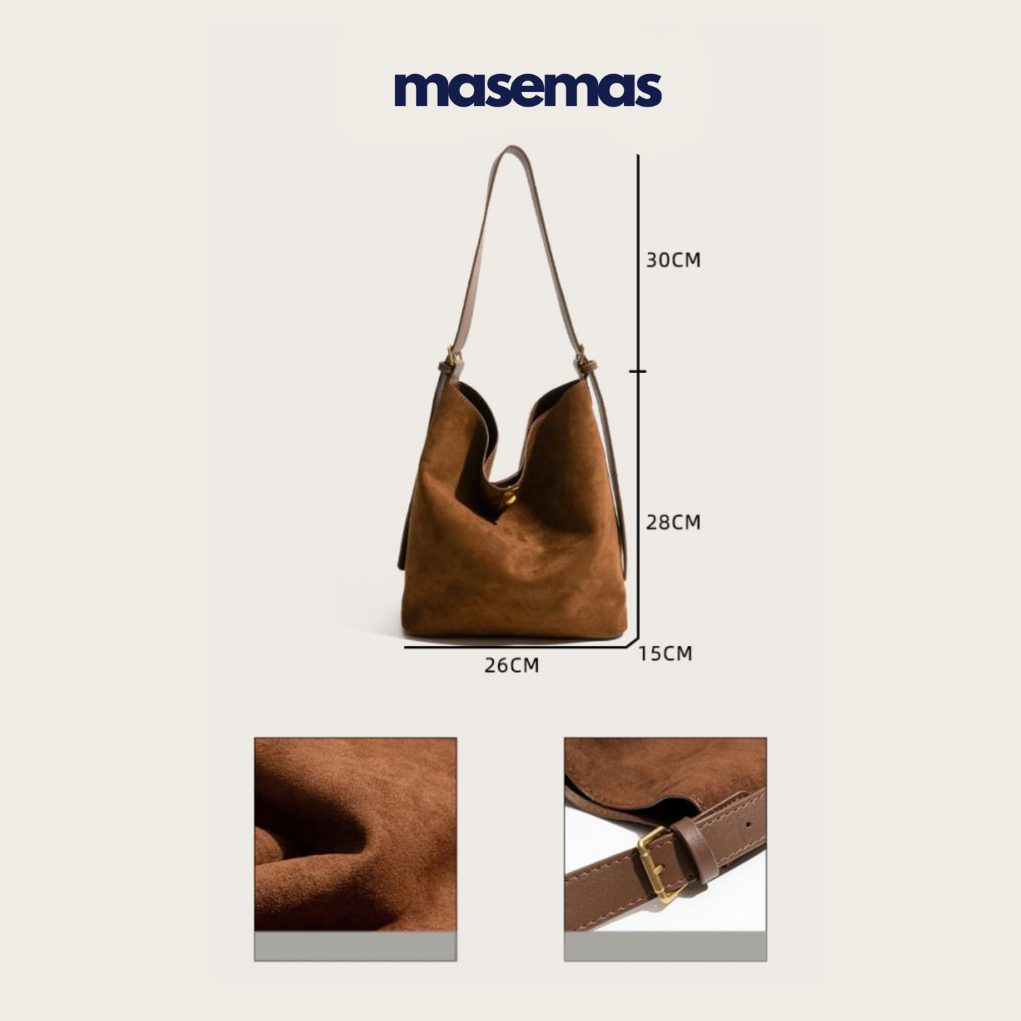 masemas Süet Retro Kova Çanta (Charm Hediyeli)